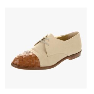 Bottega Veneta Canvas Oxfords Beige and Brown Woven Shoes